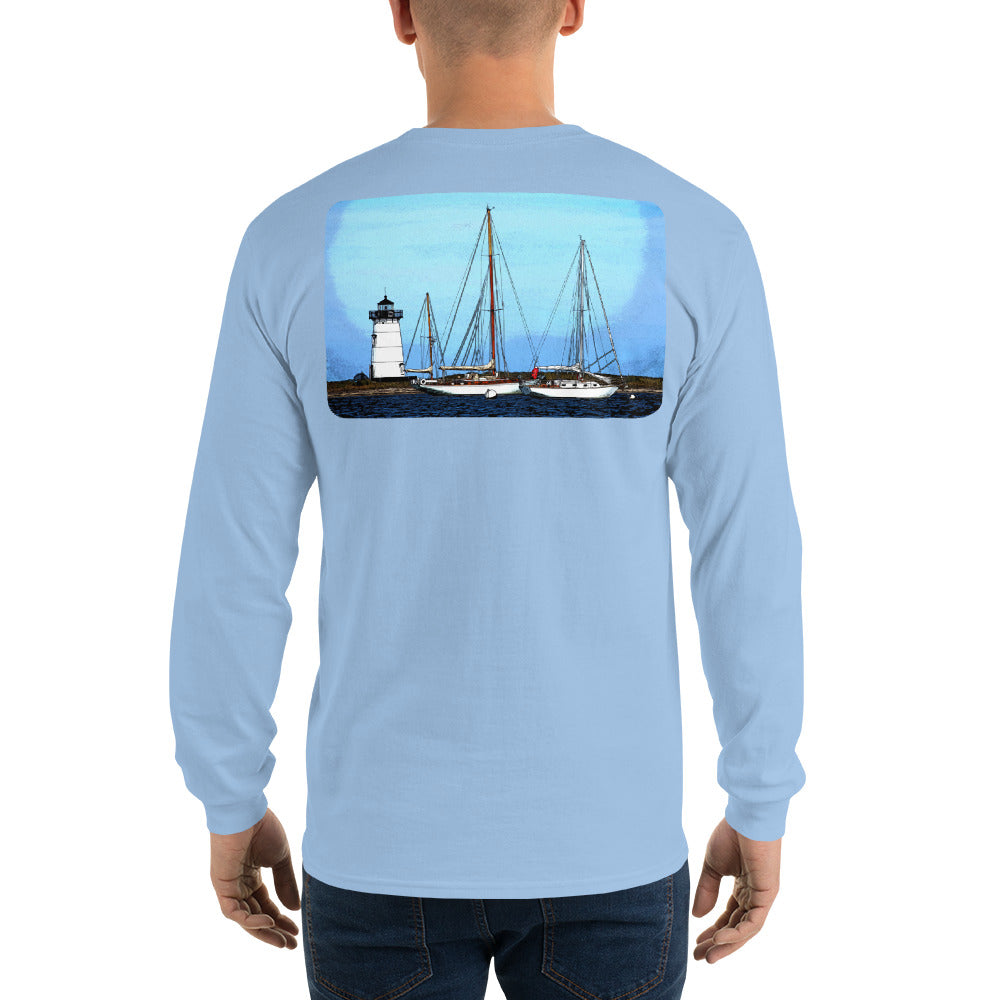 Edgartown Lighthouse with Sailboats Long Sleeve T-Shirt - Multiple Colors - SummerTies