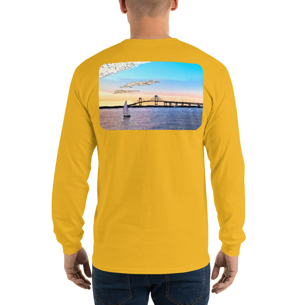 Newport Bridge Sunset Long Sleeve T-Shirt - Multiple Colors - SummerTies