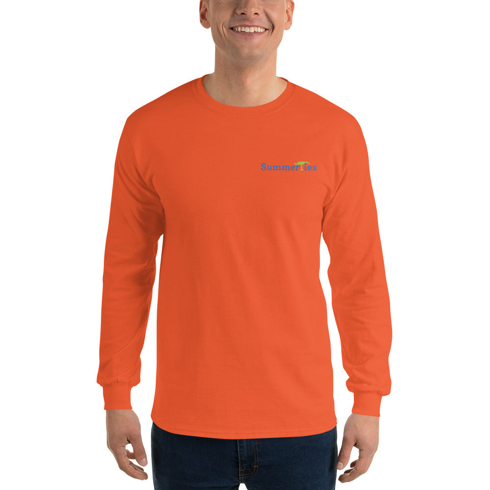 My Summers are Tied to Martha's Vineyard Blue and Green with Pink Block Long Sleeve T-Shirt - Multiple Colors - SummerTies