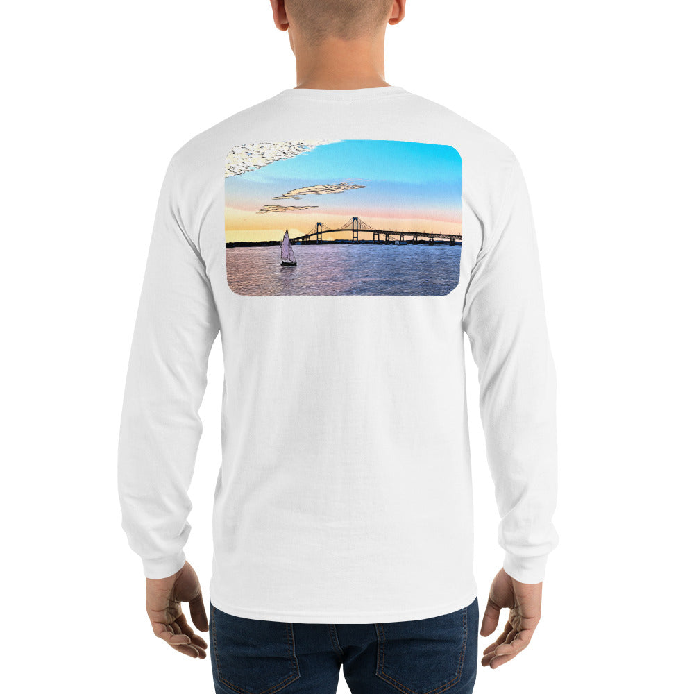 Newport Bridge Sunset Long Sleeve T-Shirt - Multiple Colors - SummerTies