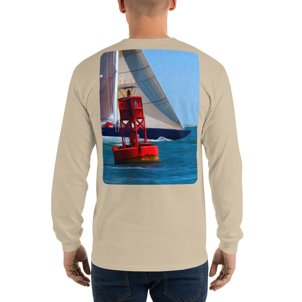 12 Metre Sailboat at Buoy Long Sleeve T-Shirt - Multiple Colors - SummerTies