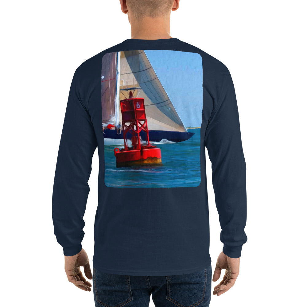 12 Metre Sailboat at Buoy Long Sleeve T-Shirt - Multiple Colors - SummerTies