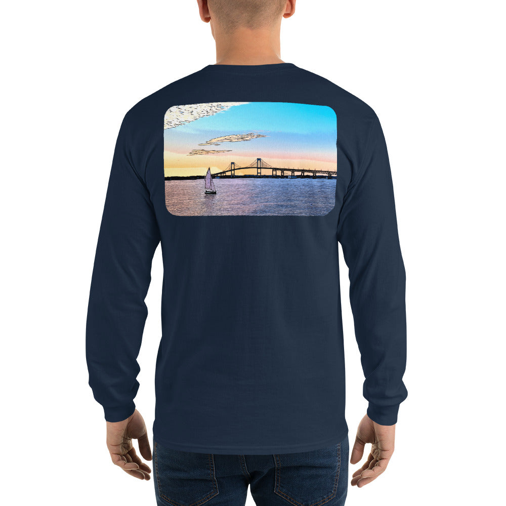 Newport Bridge Sunset Long Sleeve T-Shirt - Multiple Colors - SummerTies