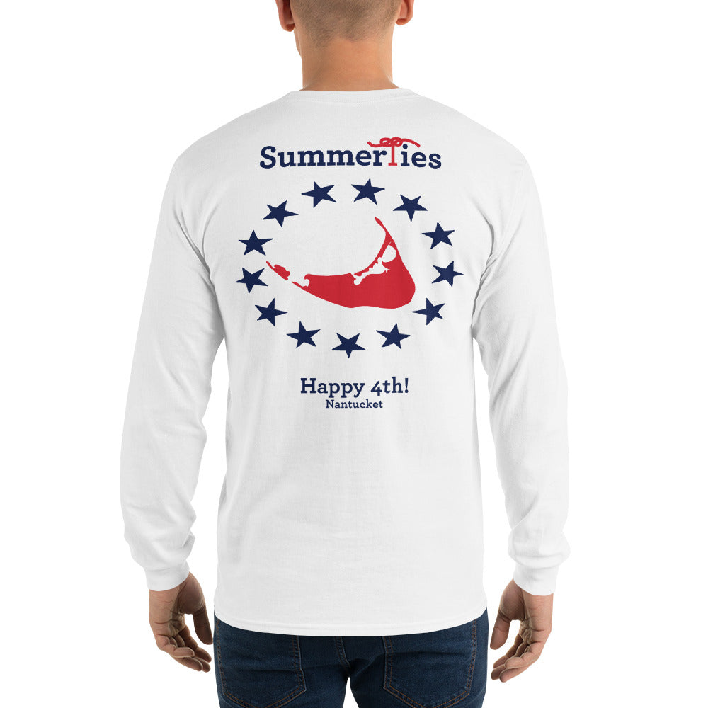 Nantucket 4th of July Long Sleeve T-Shirt - White - SummerTies