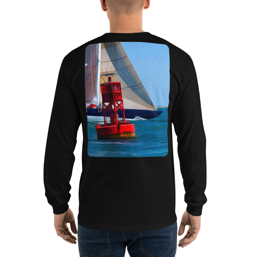 12 Metre Sailboat at Buoy Long Sleeve T-Shirt - Multiple Colors - SummerTies