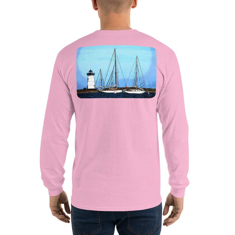 Edgartown Lighthouse with Sailboats Long Sleeve T-Shirt - Multiple Colors - SummerTies