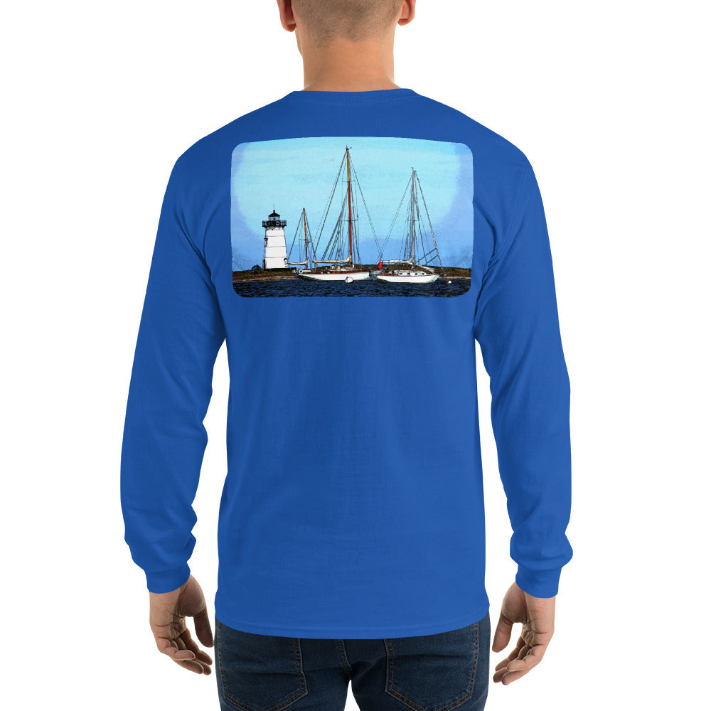 Edgartown Lighthouse with Sailboats Long Sleeve T-Shirt - Multiple Colors - SummerTies