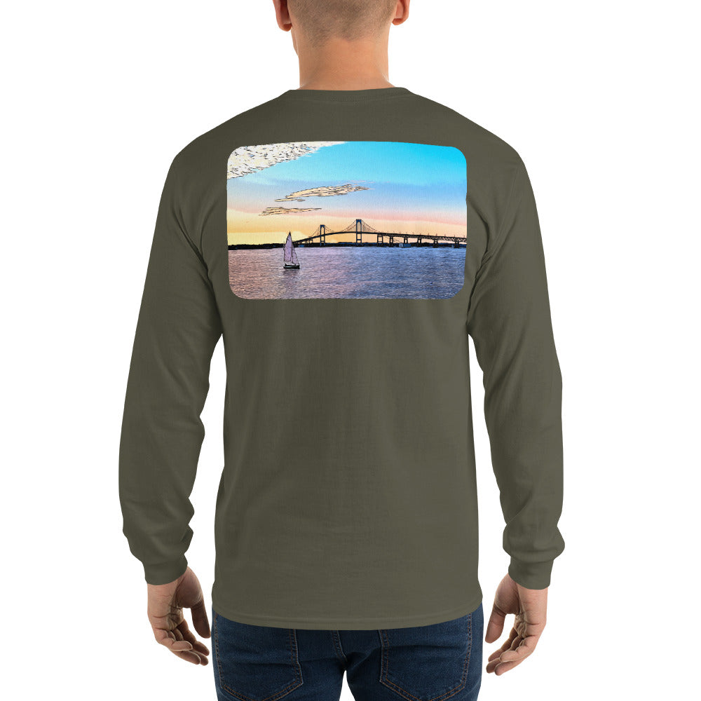 Newport Bridge Sunset Long Sleeve T-Shirt - Multiple Colors - SummerTies