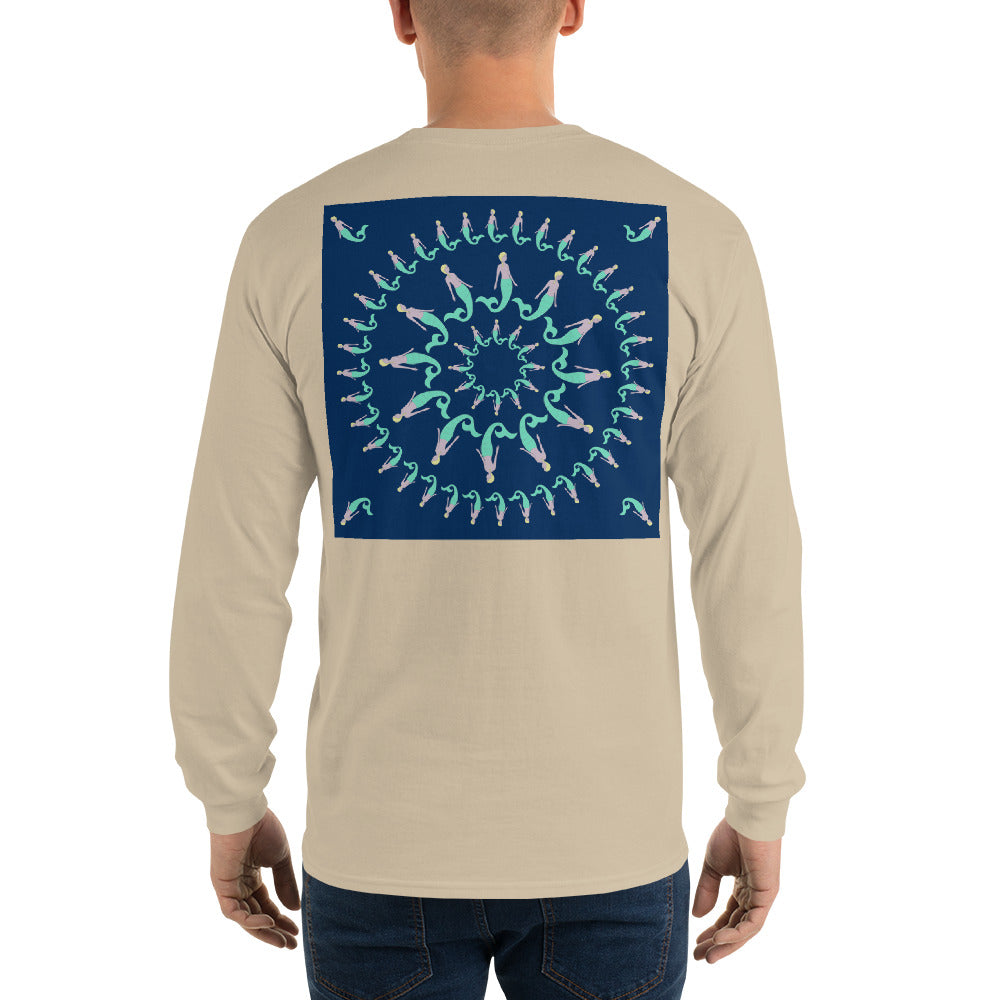 Mermaid Pinwheel Navy Long Sleeve T-Shirt - Multiple Colors - SummerTies