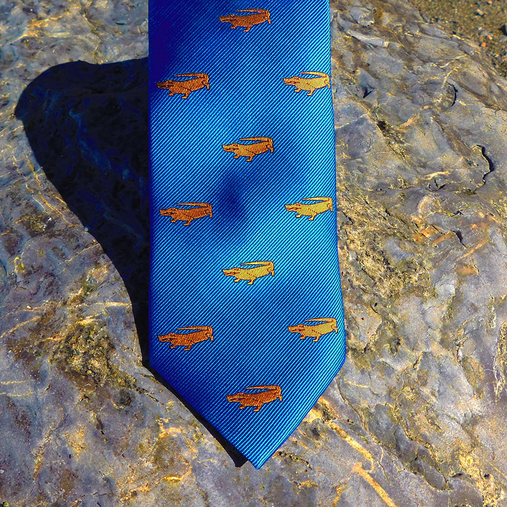 Alligator Necktie - Blue, Woven Silk - SummerTies