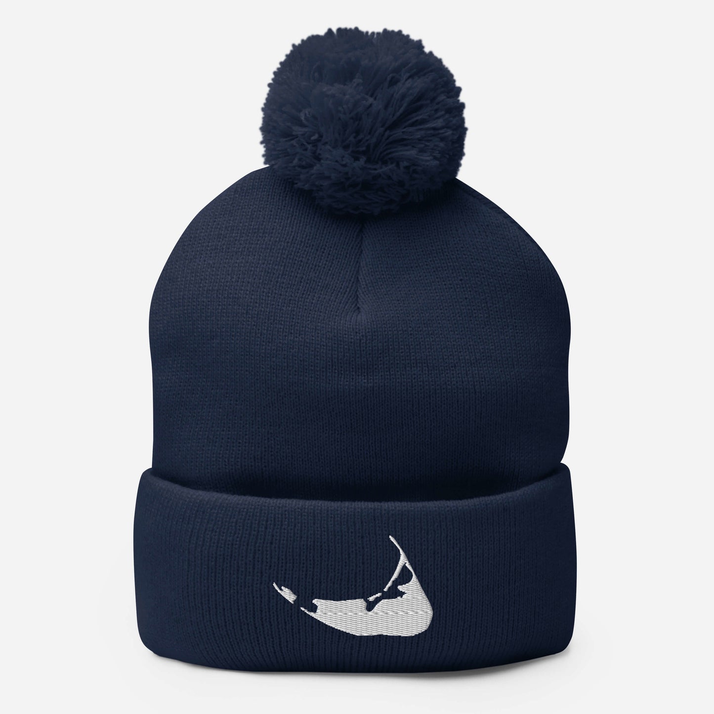 Nantucket Pom-Pom Hat - White on Navy