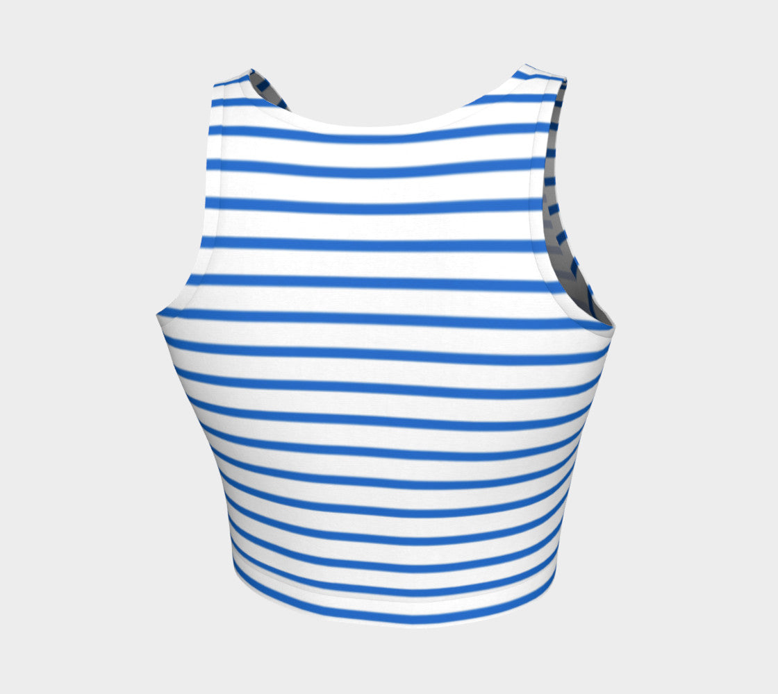 Striped Athletic Crop Top - Blue on White - SummerTies