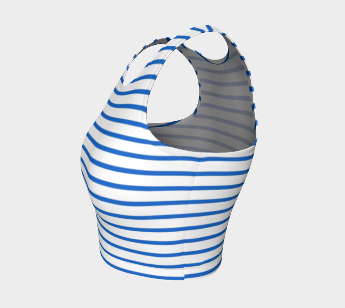 Striped Athletic Crop Top - Blue on White - SummerTies