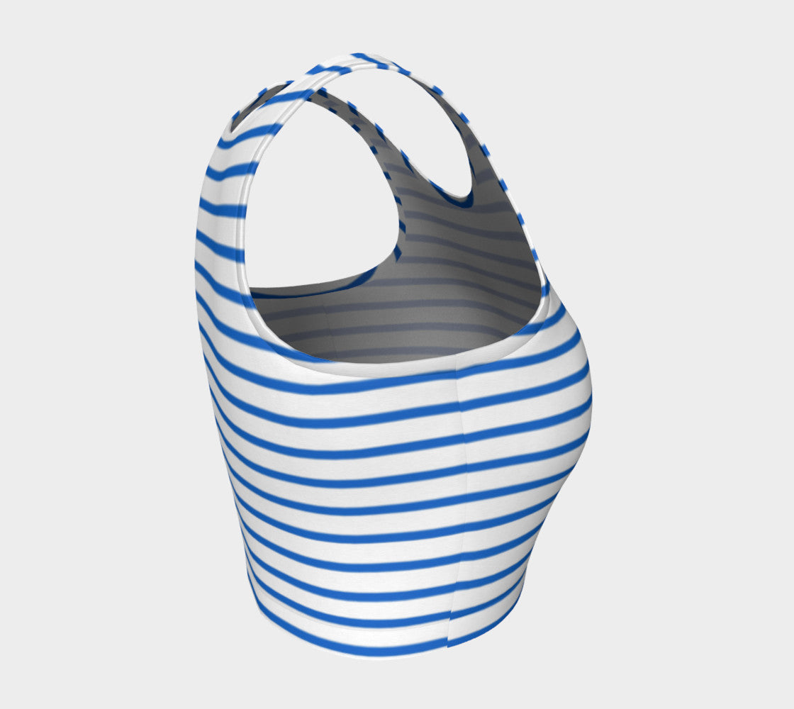 Striped Athletic Crop Top - Blue on White - SummerTies