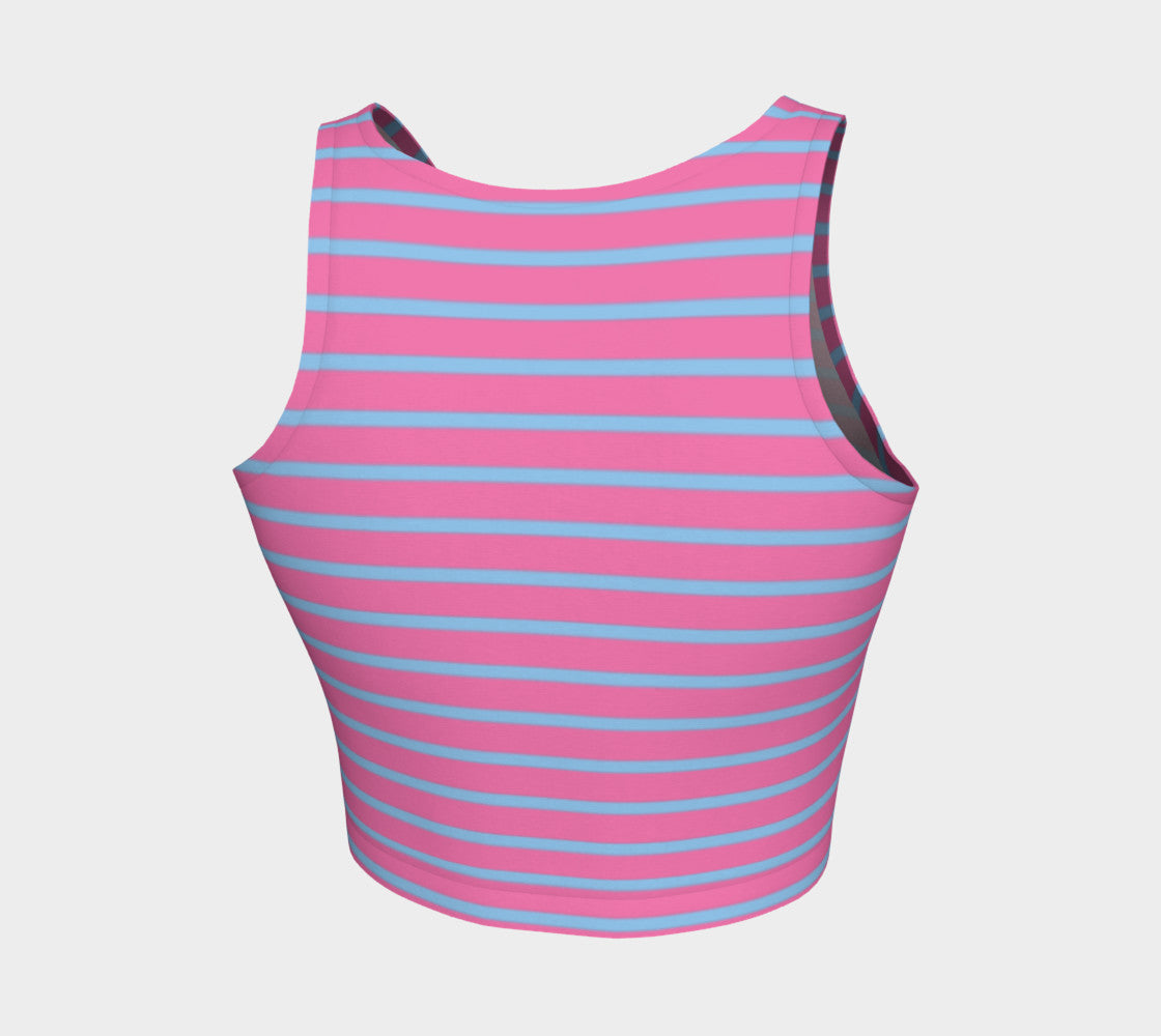 Striped Athletic Crop Top - Light Blue on Pink - SummerTies