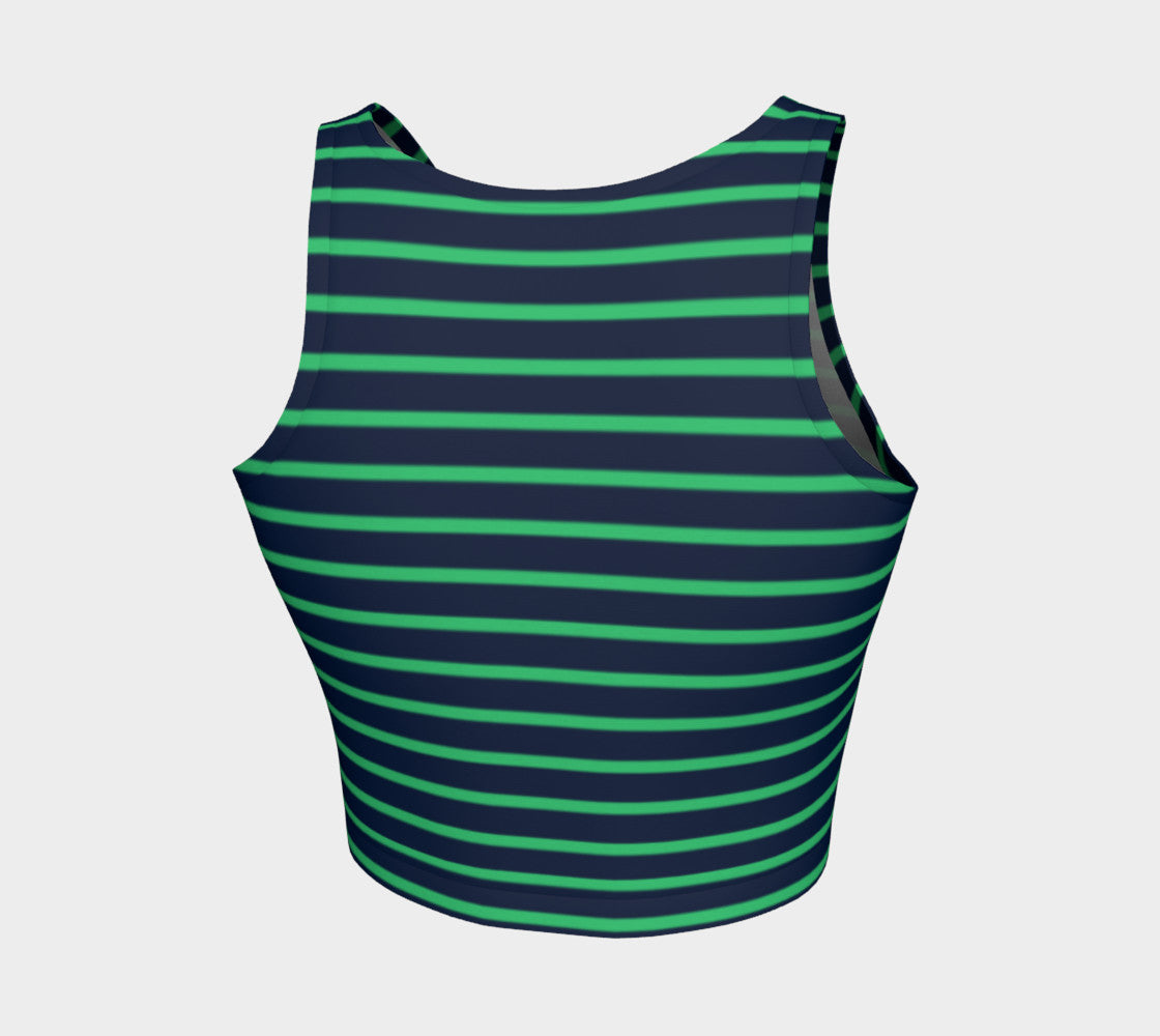 Striped Athletic Crop Top - Green on Navy - SummerTies