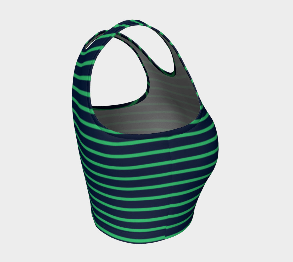 Striped Athletic Crop Top - Green on Navy - SummerTies