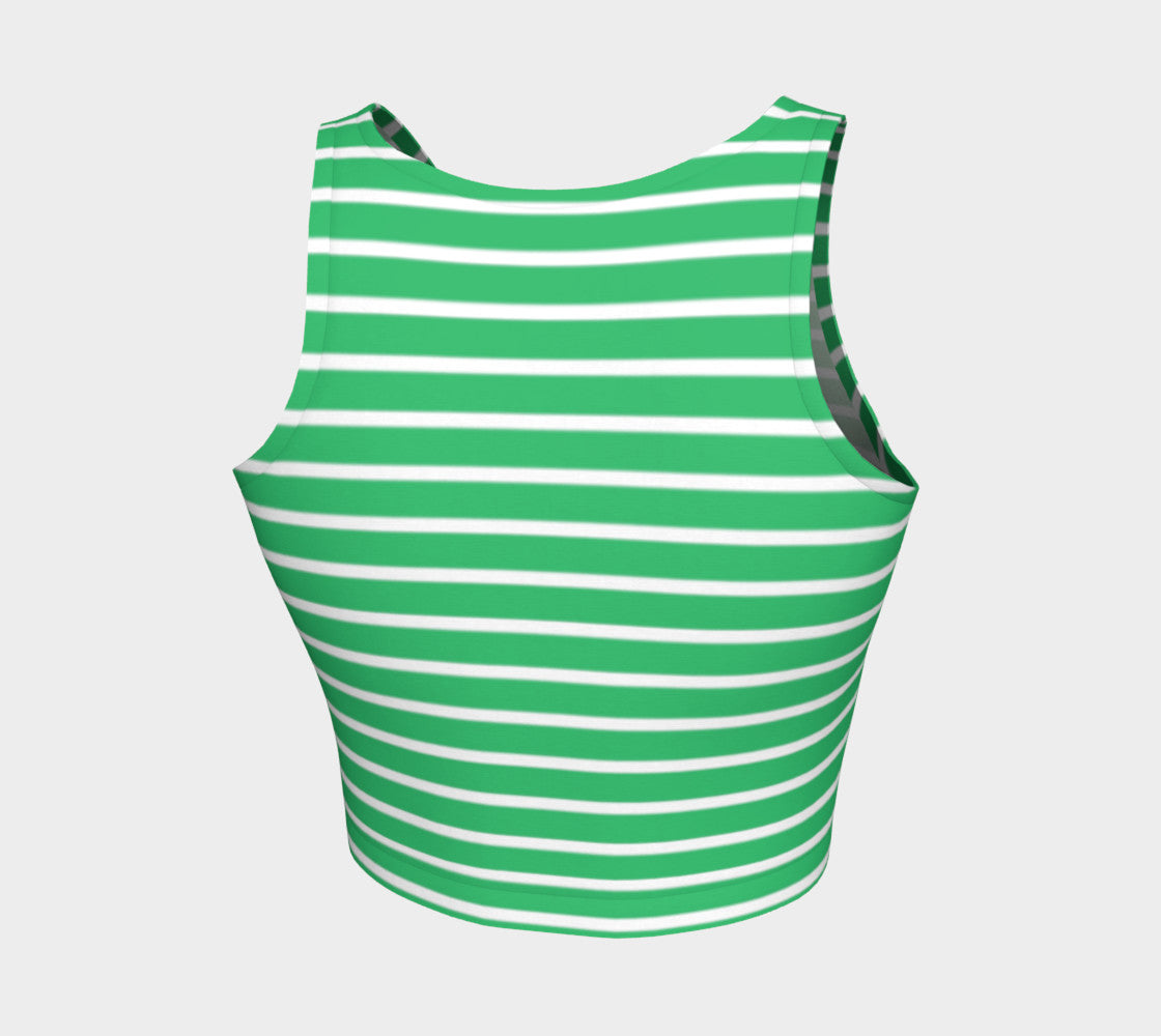 Striped Athletic Crop Top - White on Green - SummerTies