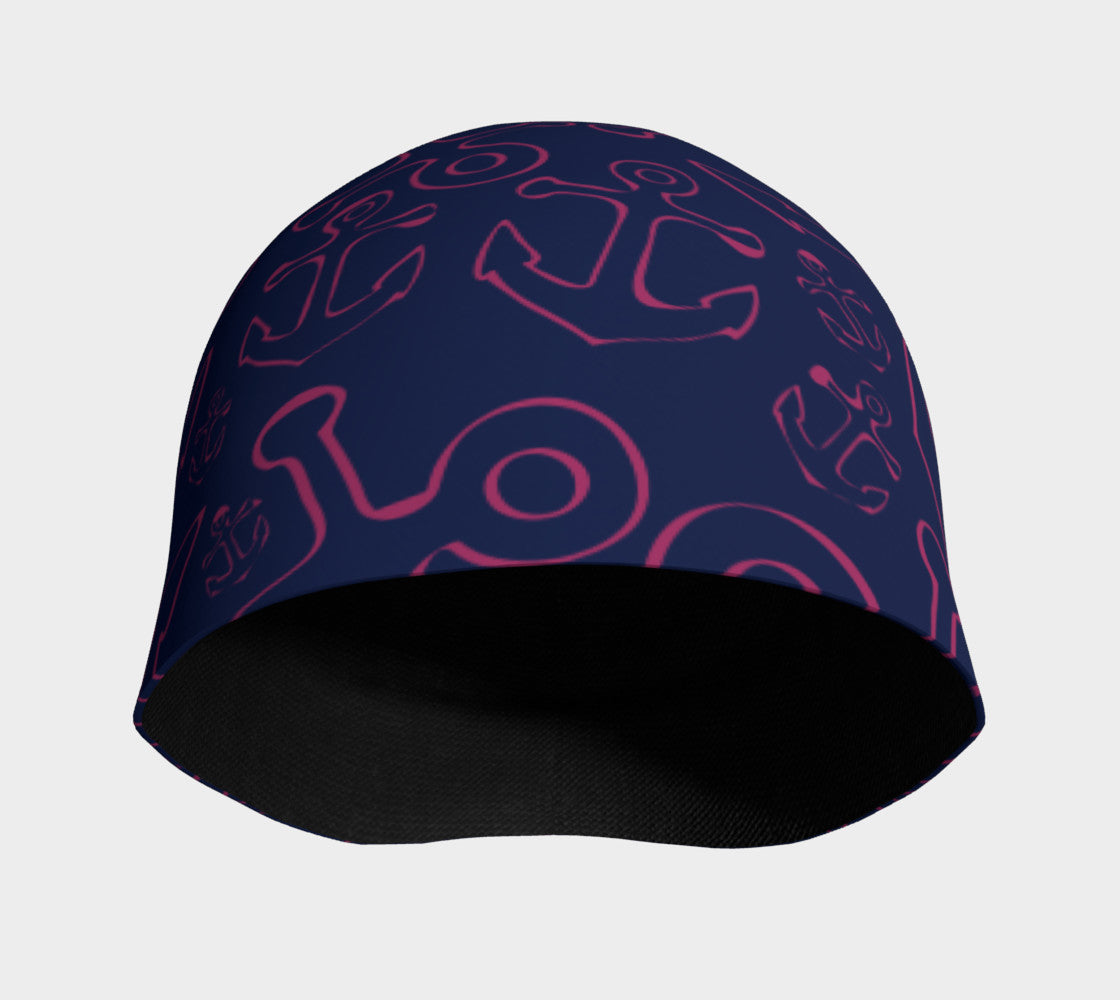 Anchor Dream Pink on Navy Winter Beanie - SummerTies