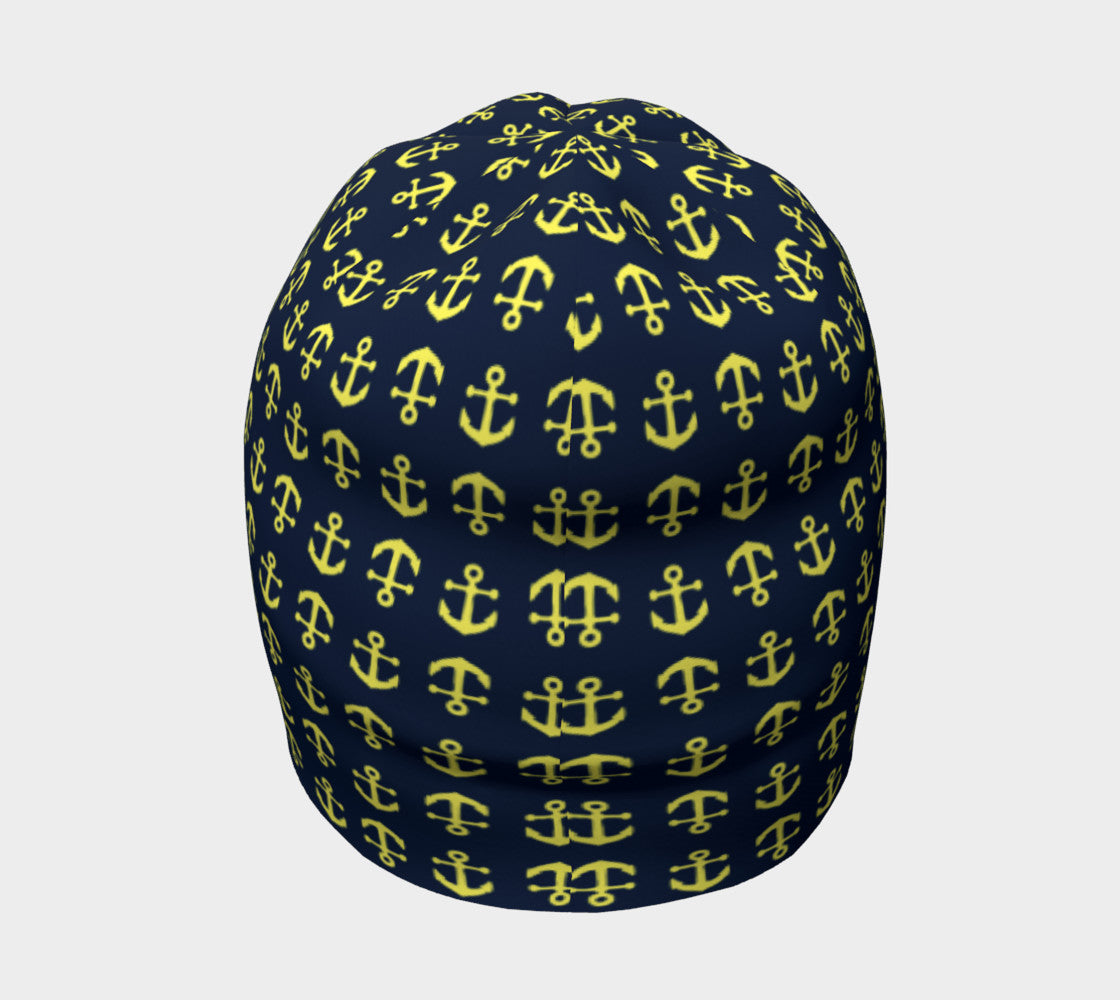 Anchor Toss Winter Beanie - Yellow on Navy - SummerTies