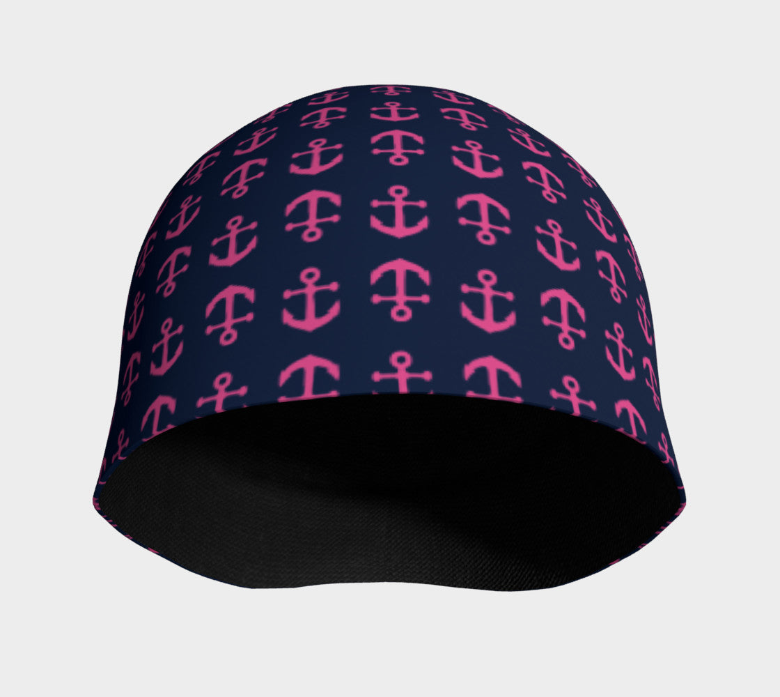 Anchor Toss Winter Beanie - Pink on Navy - SummerTies