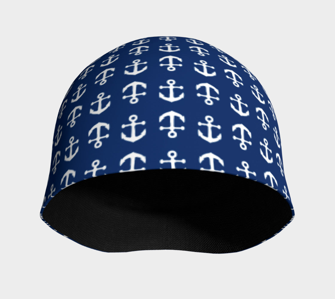 Anchor Toss Winter Beanie - White on Navy - SummerTies