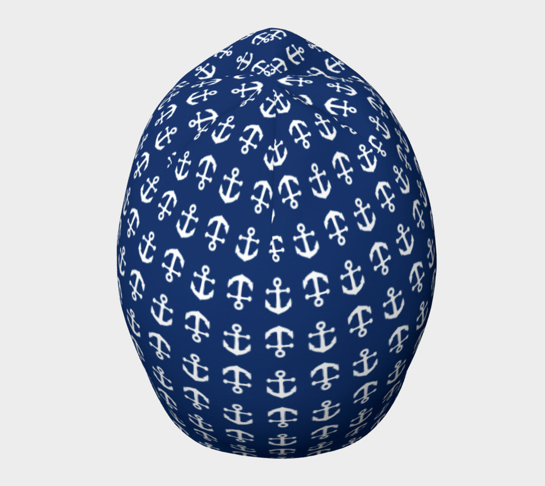 Anchor Toss Winter Beanie - White on Navy - SummerTies