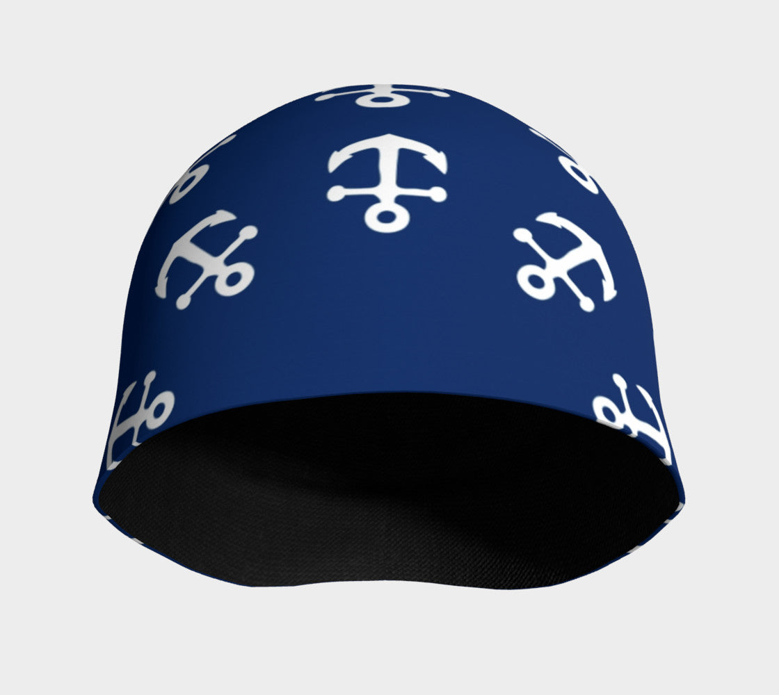 Anchor Pinwheel White on Navy Winter Beanie - SummerTies