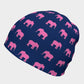 Elephant Pink on Navy Winter Beanie - SummerTies