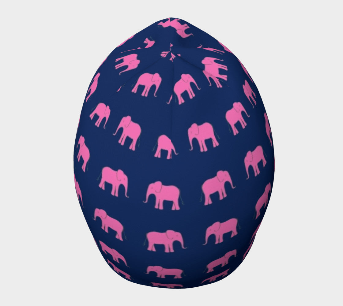 Elephant Pink on Navy Winter Beanie - SummerTies