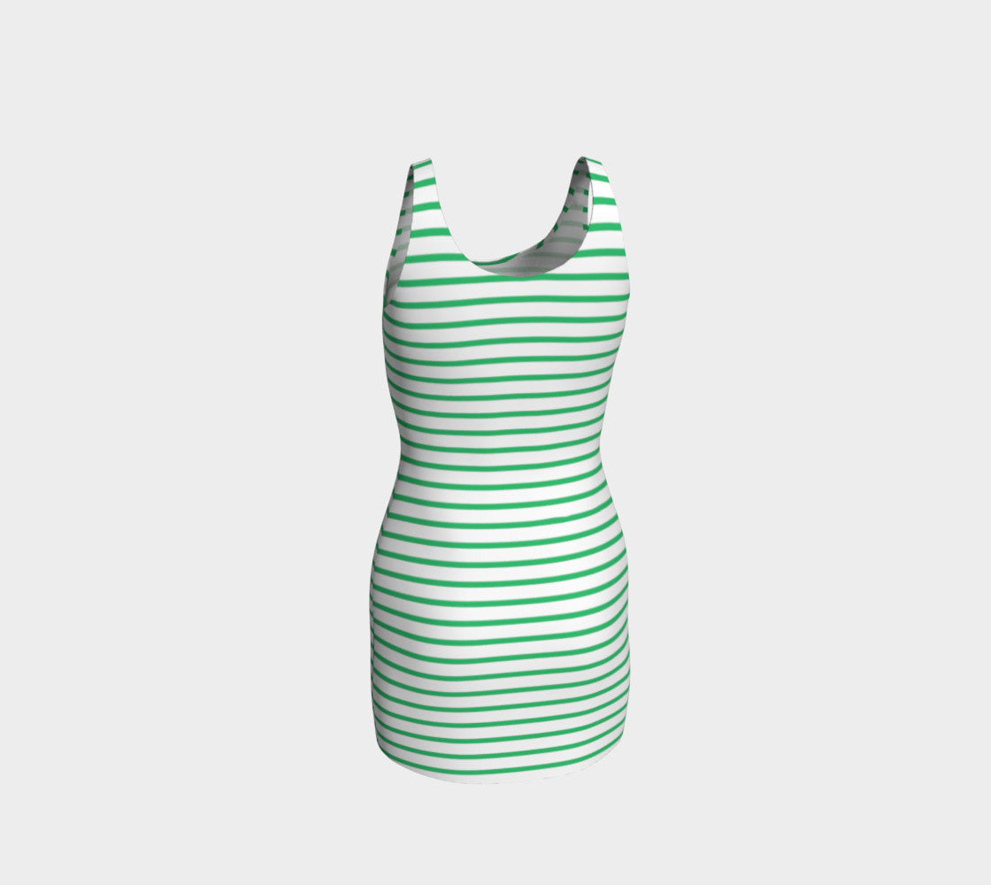 Striped Bodycon Dress - Green on White - SummerTies