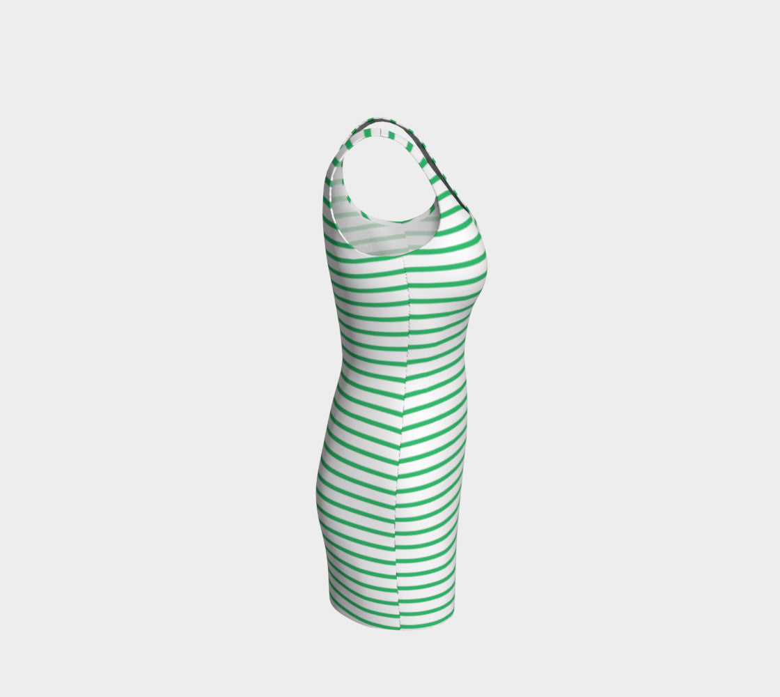 Striped Bodycon Dress - Green on White - SummerTies