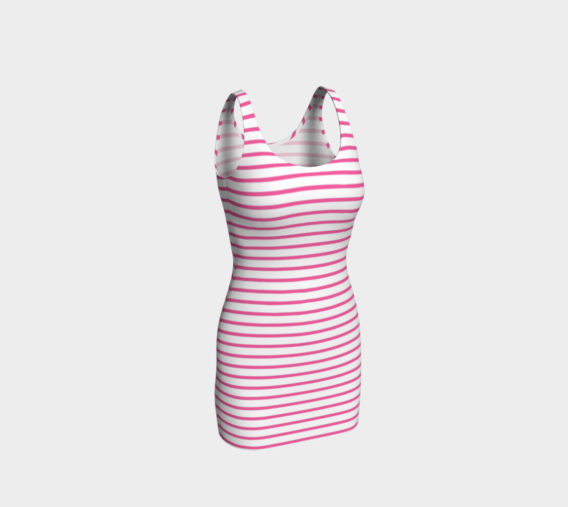 Striped Bodycon Dress - Pink on White SummerTies Striped Bodycon Dress - Pink on White SummerTies