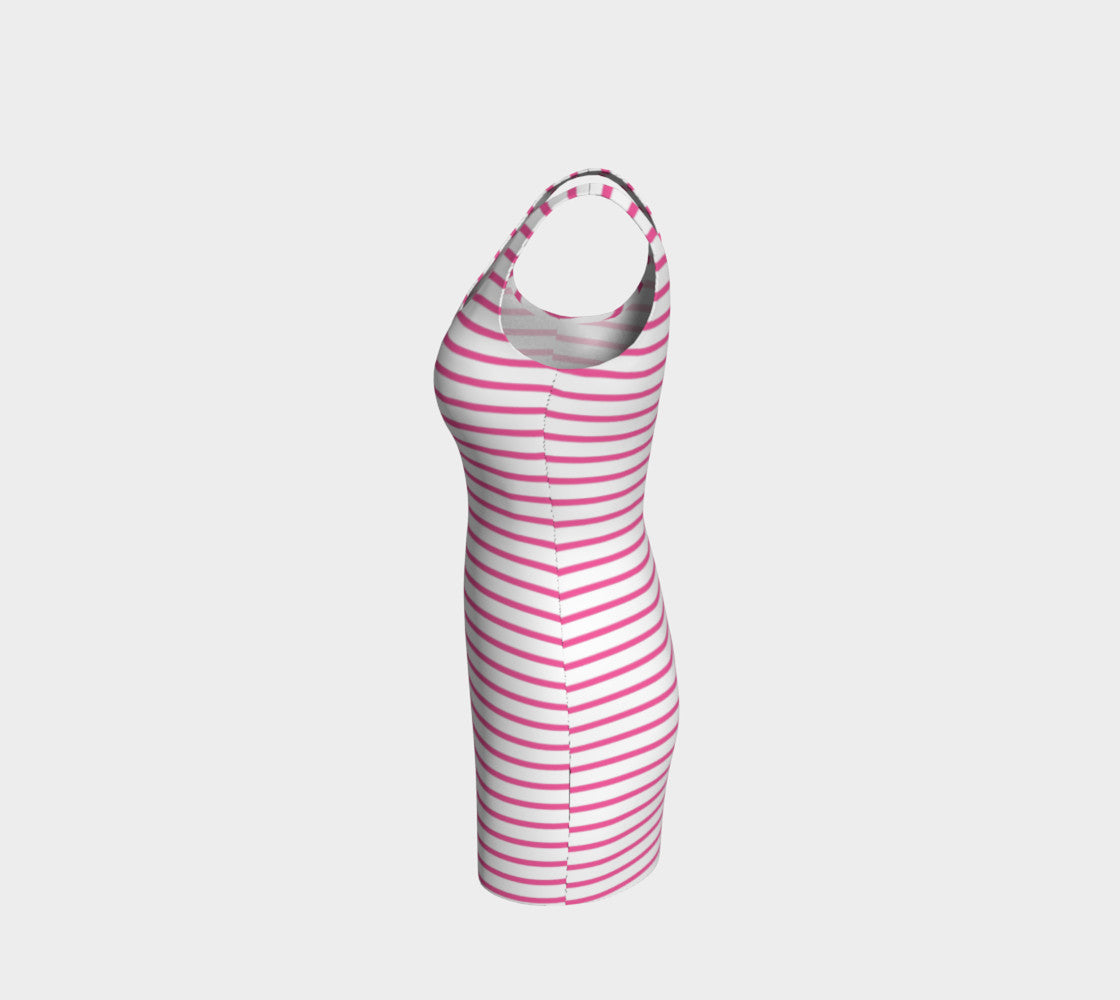 Striped Bodycon Dress - Pink on White - SummerTies