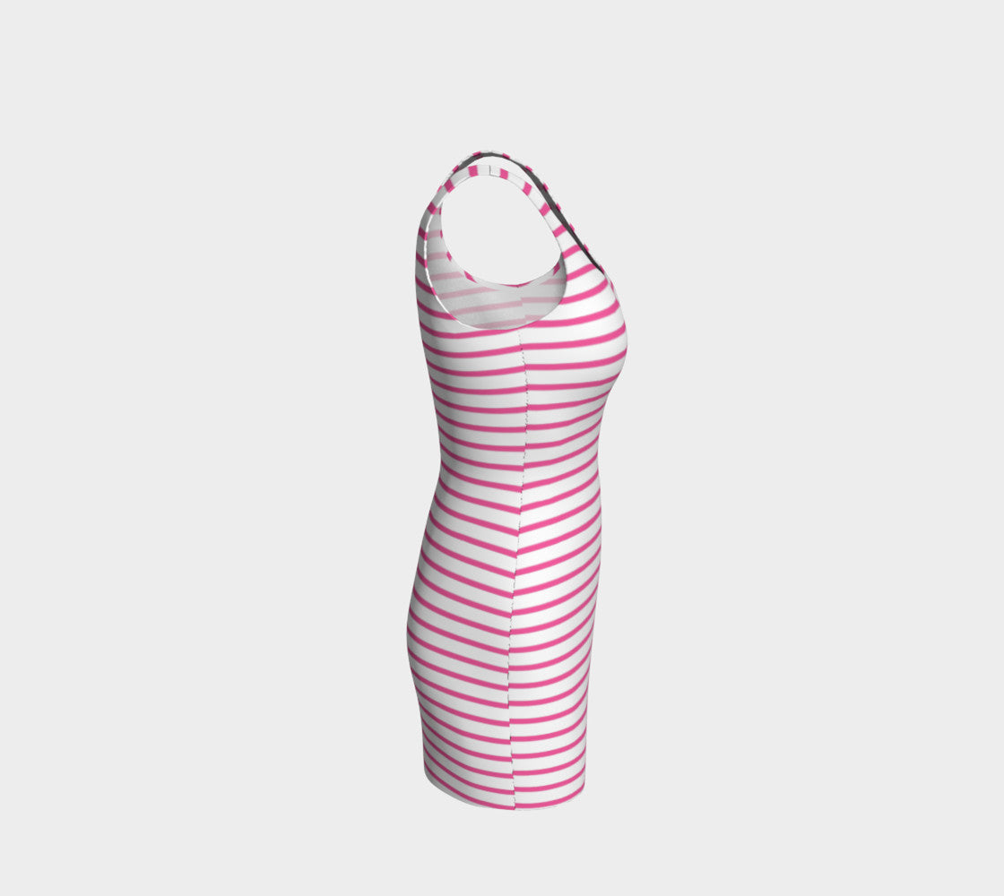 Striped Bodycon Dress - Pink on White - SummerTies