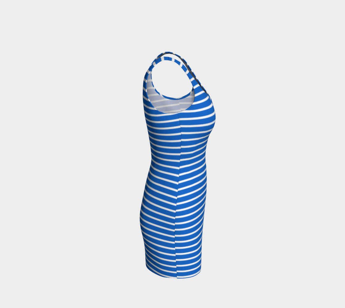 Striped Bodycon Dress - White on Blue - SummerTies