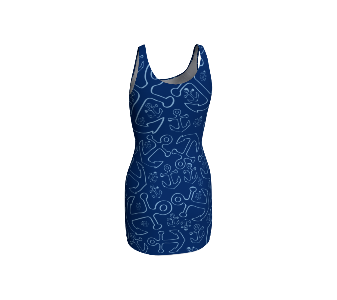 Anchor Dream Bodycon Dress - Navy - SummerTies