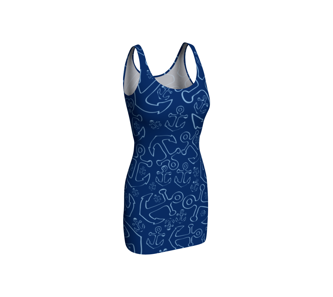 Anchor Dream Bodycon Dress - Navy - SummerTies