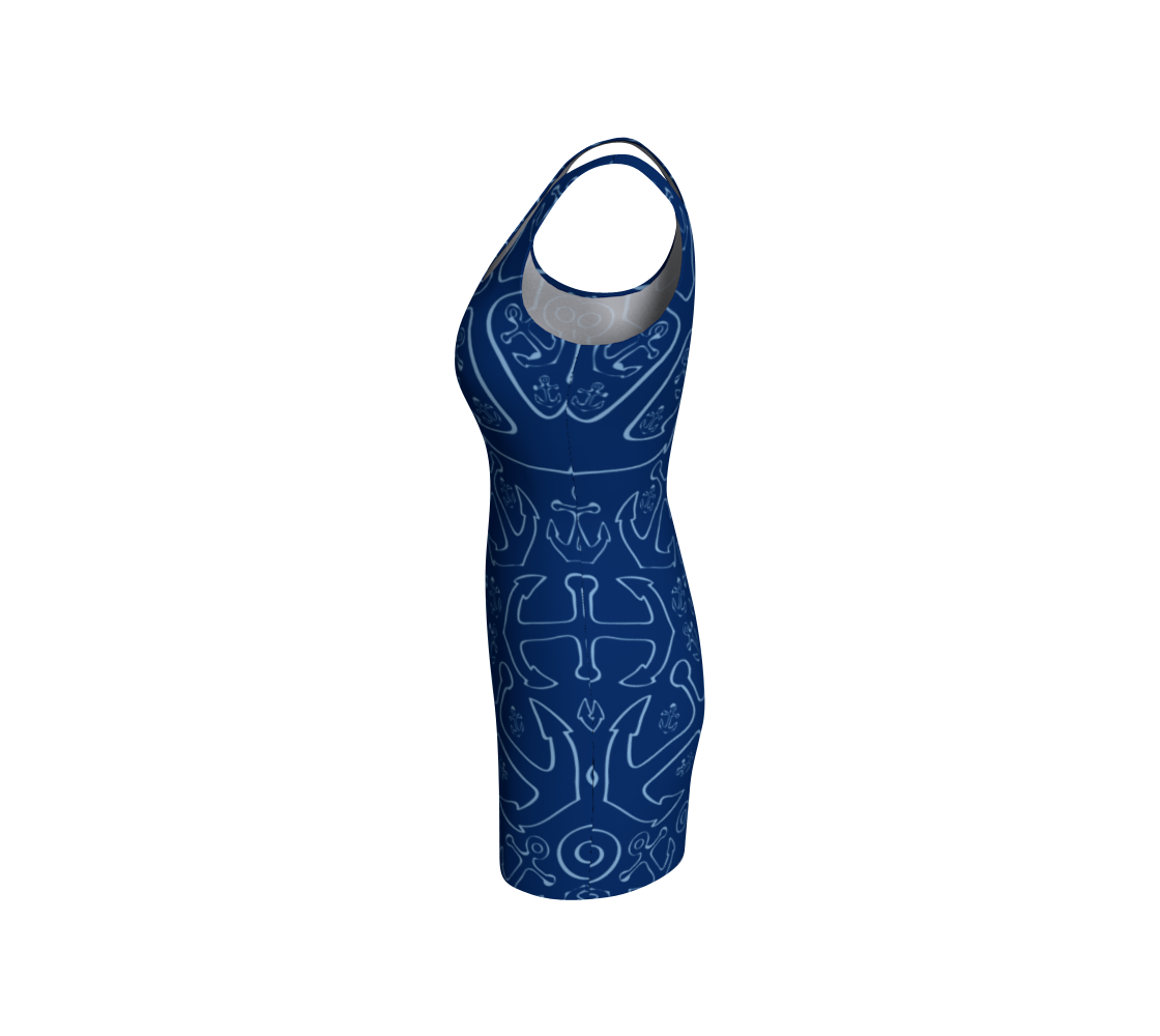 Anchor Dream Bodycon Dress - Navy - SummerTies