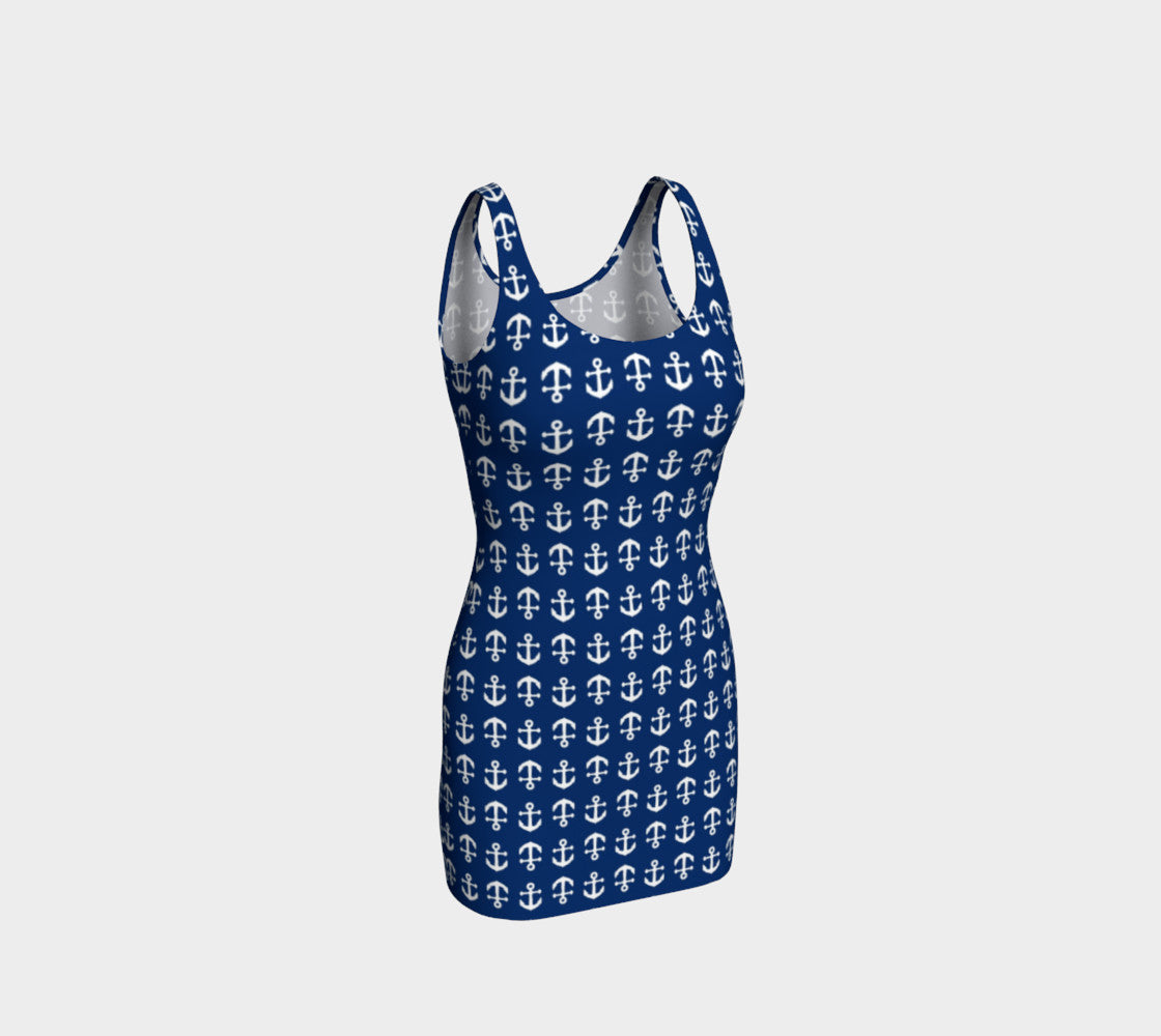 Anchor Toss Bodycon Dress - Navy - SummerTies