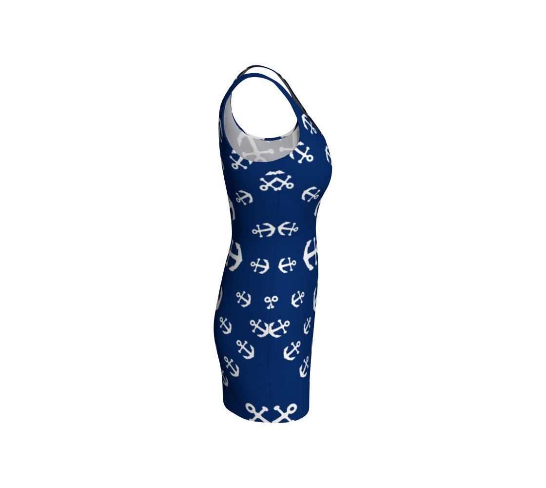 Anchor Pinwheel Bodycon Dress - Navy - SummerTies