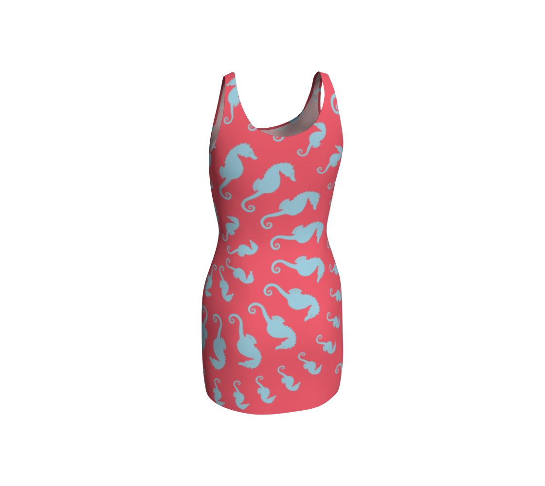 Seahorse Bodycon Dress - Coral Pink - SummerTies