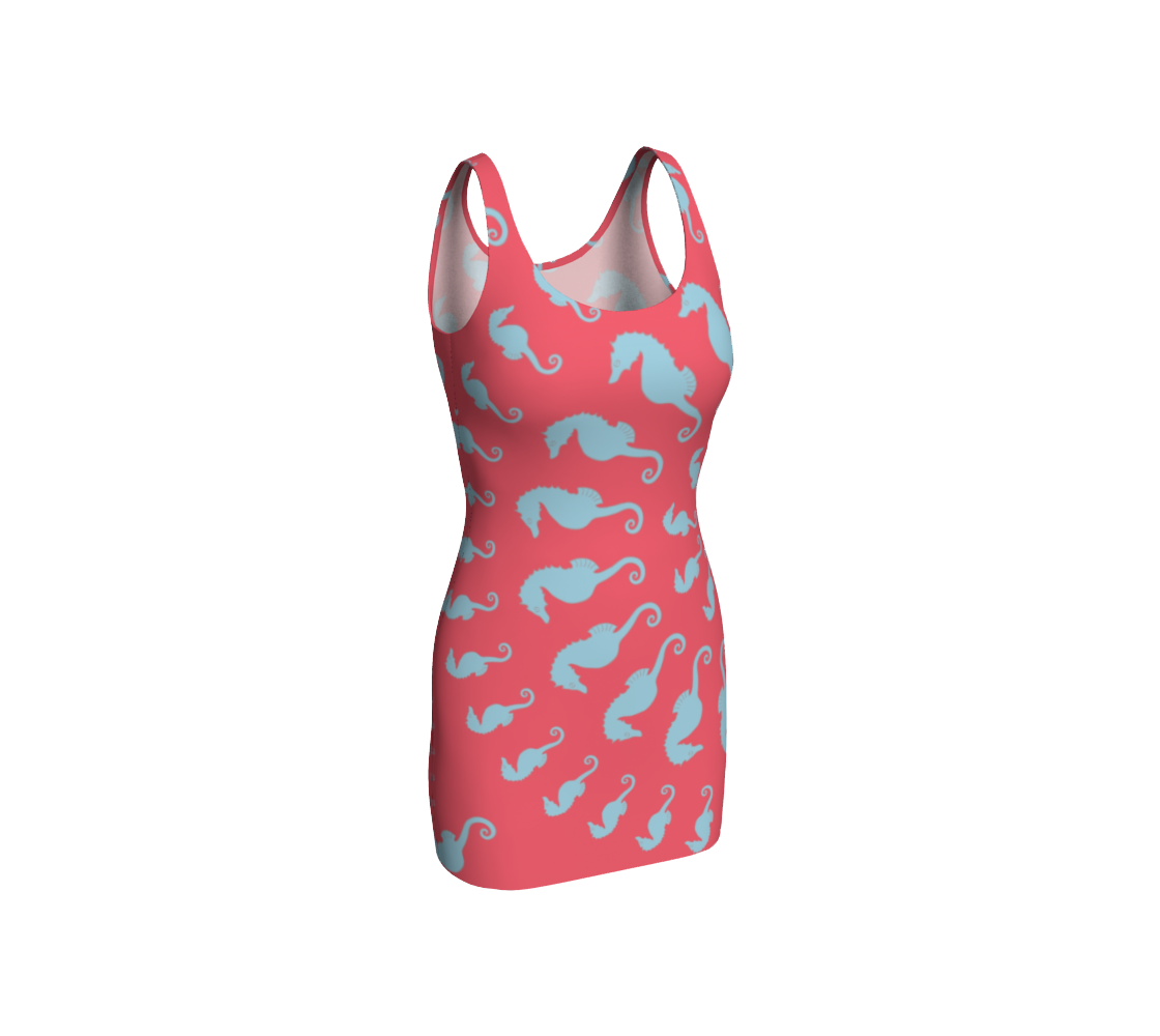 Seahorse Bodycon Dress - Coral Pink - SummerTies