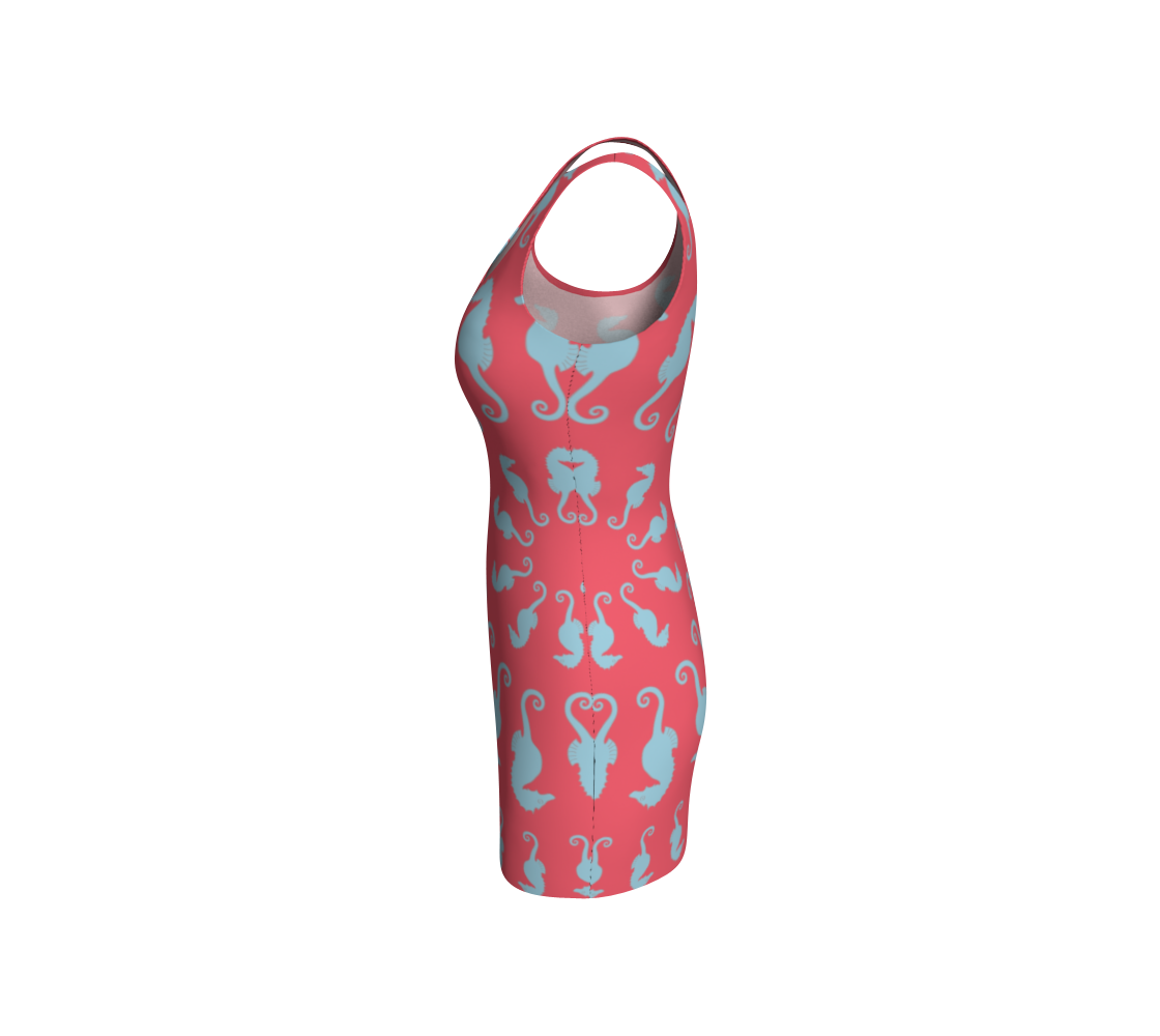 Seahorse Bodycon Dress - Coral Pink - SummerTies