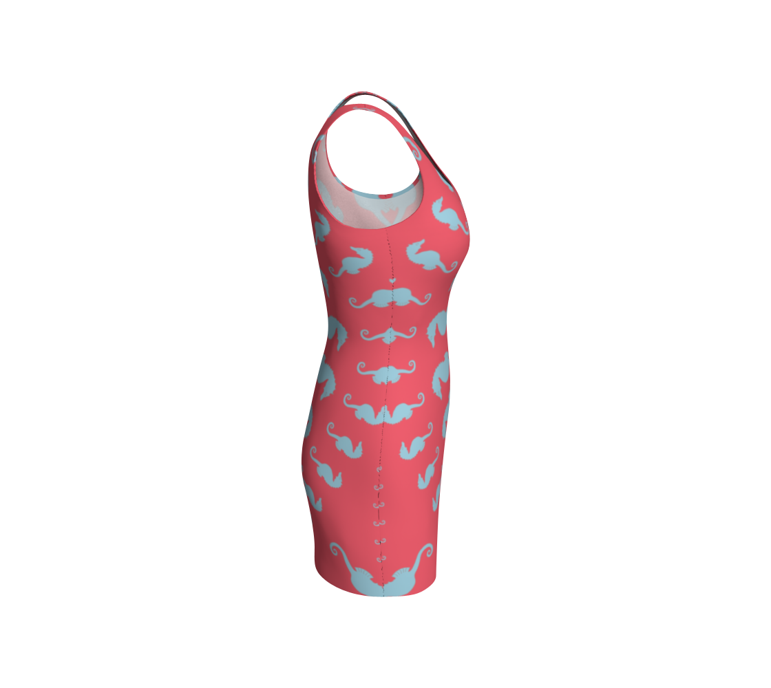 Seahorse Bodycon Dress - Coral Pink - SummerTies