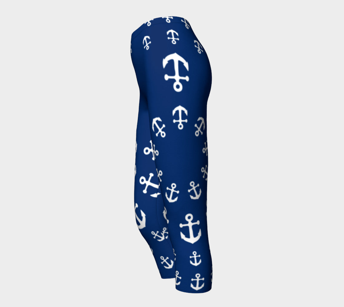 Anchor Pinwheel Adult Capris - White on Navy - SummerTies