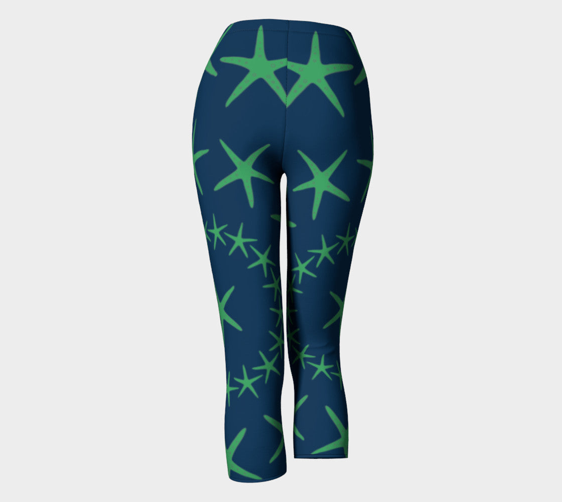 Starfish Adult Capris - Green on Navy - SummerTies
