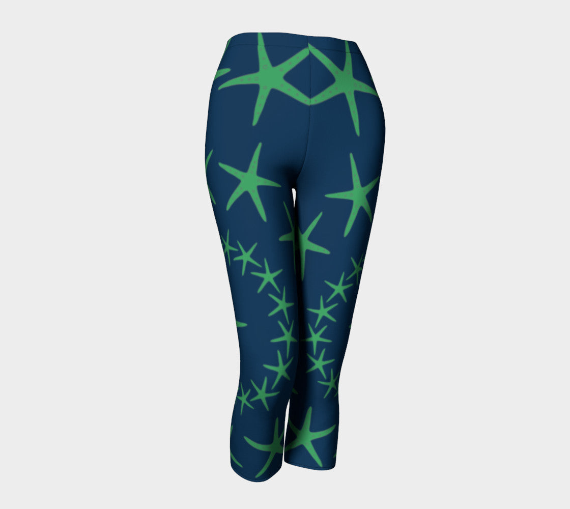 Starfish Adult Capris - Green on Navy - SummerTies