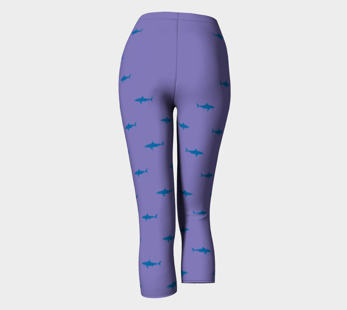 Shark Adult Capris - Blue on Purple - SummerTies