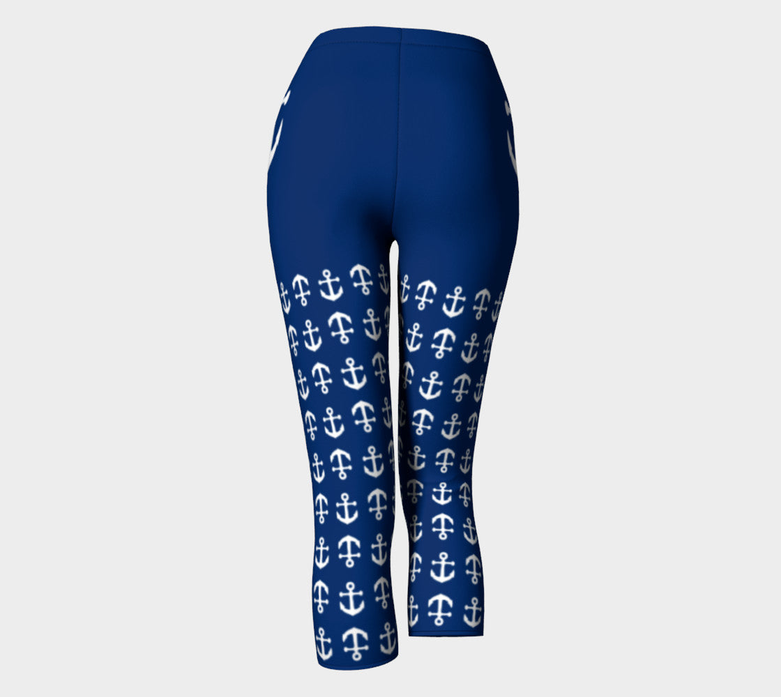 Anchor Legs and Hip Adult Capris - White on Navy - SummerTies